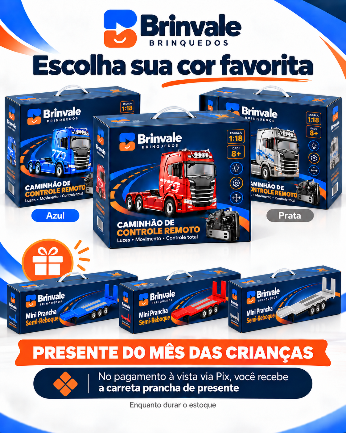 Caminhão Titan 770 de Controle Remoto com Luzes e Sons — Escala 1:18
