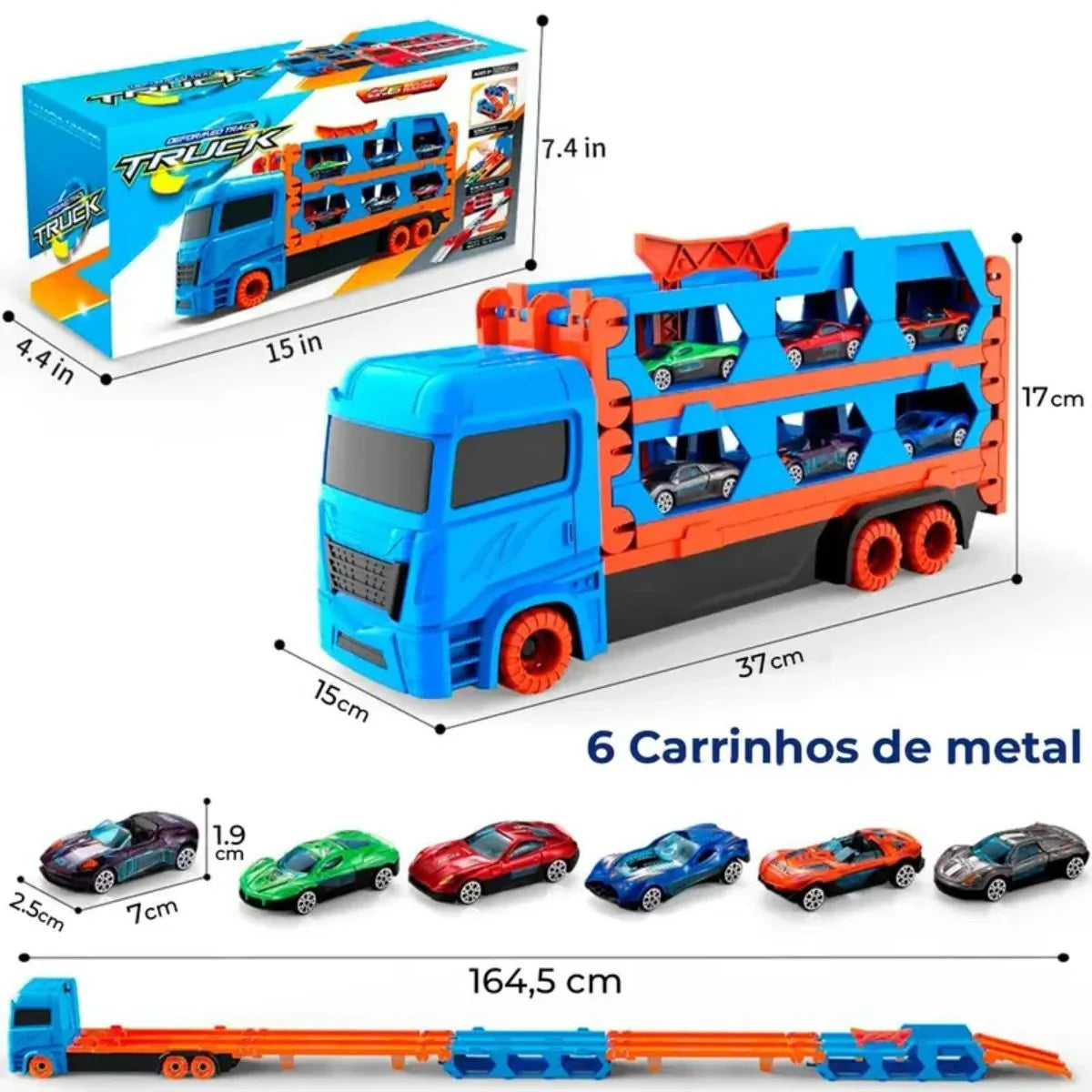 Caminhao Cegonha Vira Pista com 6 Carrinhos
