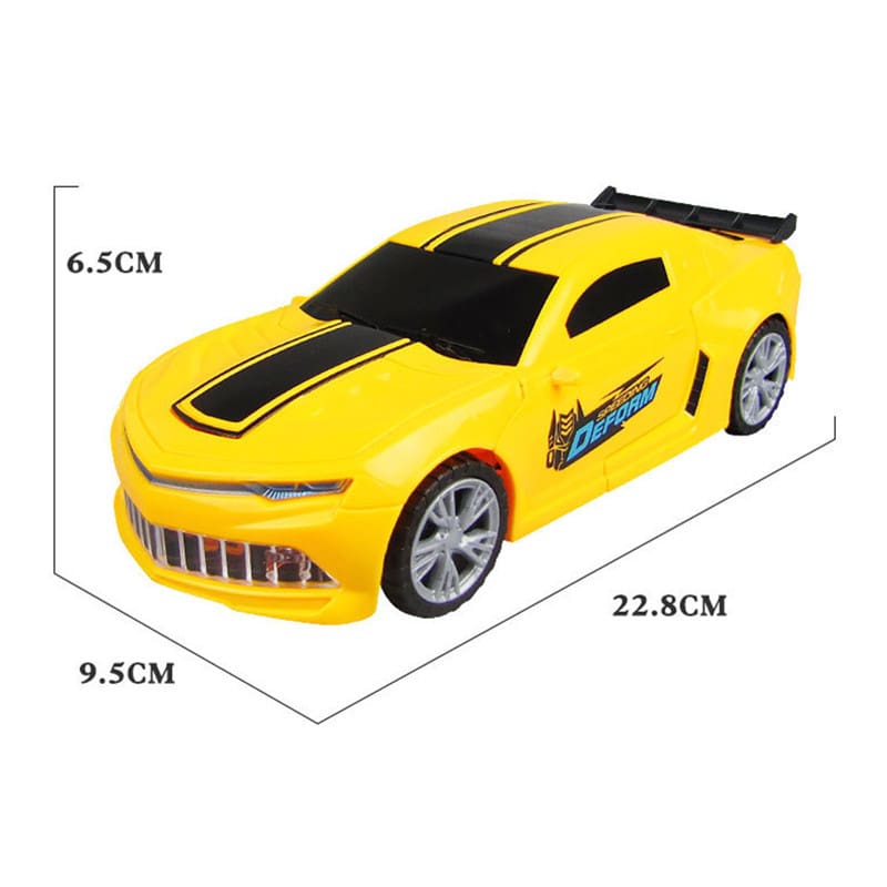 Carro Vira Robo com Som e Luz Amarelo