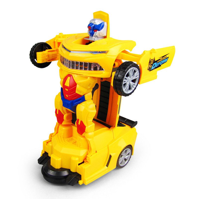 Carro Vira Robo com Som e Luz Amarelo