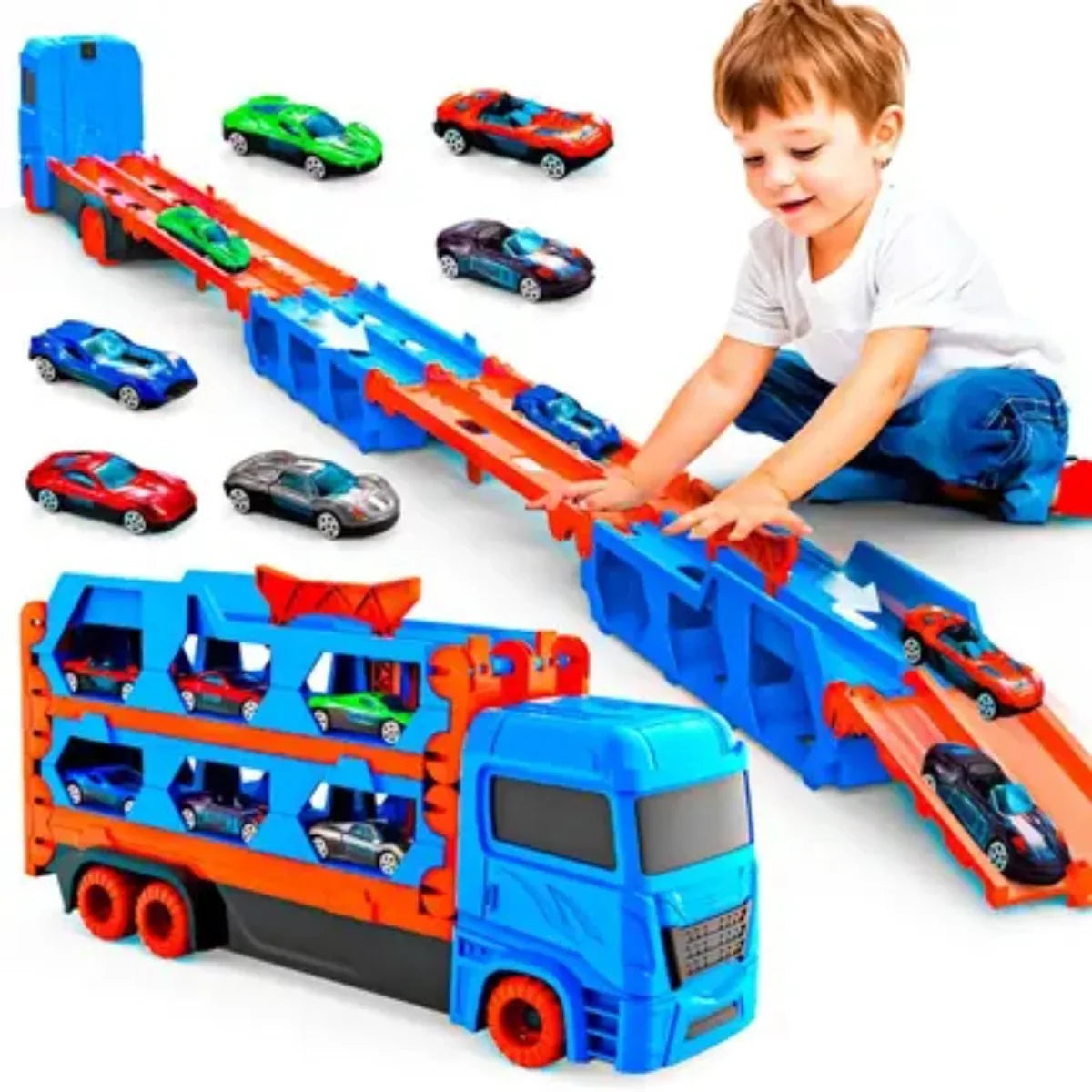 Caminhao Cegonha Vira Pista com 6 Carrinhos