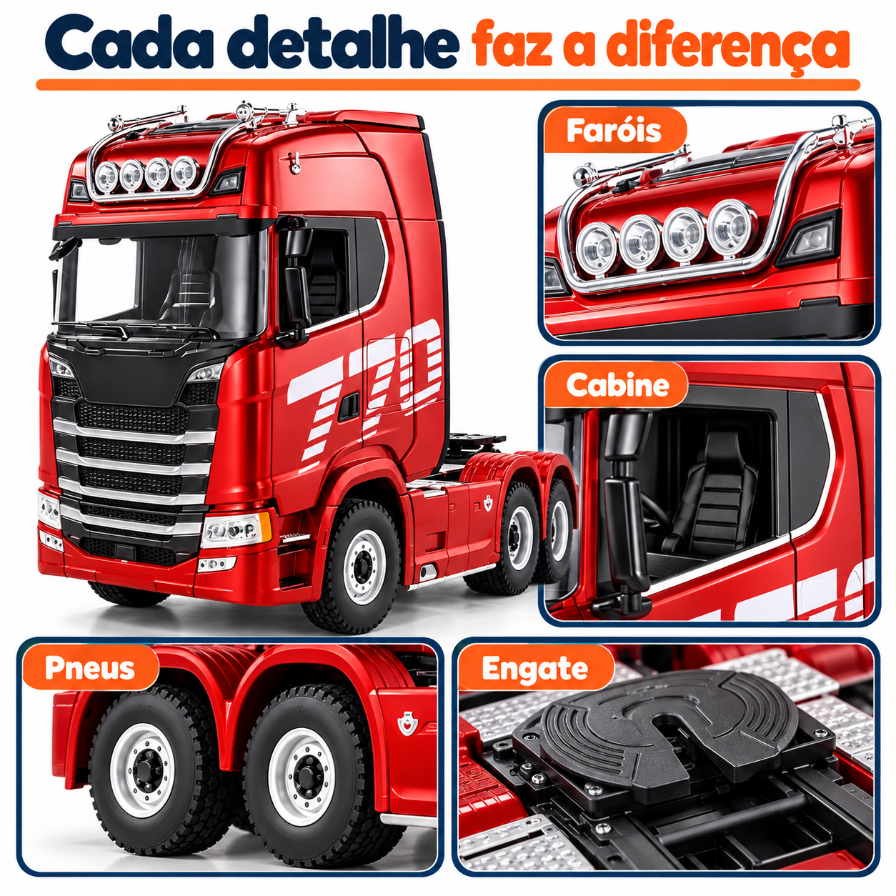 Caminhão Titan 770 de Controle Remoto com Luzes e Sons — Escala 1:18