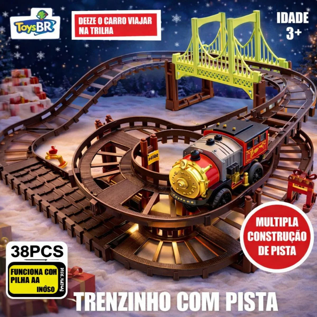 Trenzinho Eletrico com Pista e Ponte 38 Pecas