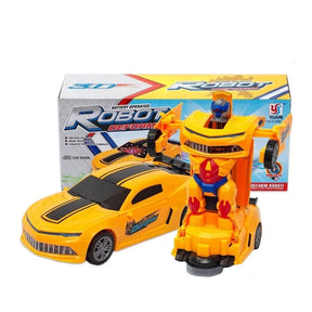 Carro Vira Robo com Som e Luz Amarelo