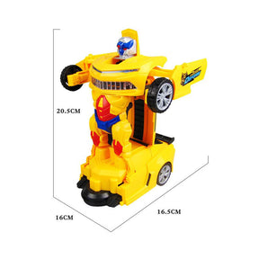 Carro Vira Robo com Som e Luz Amarelo