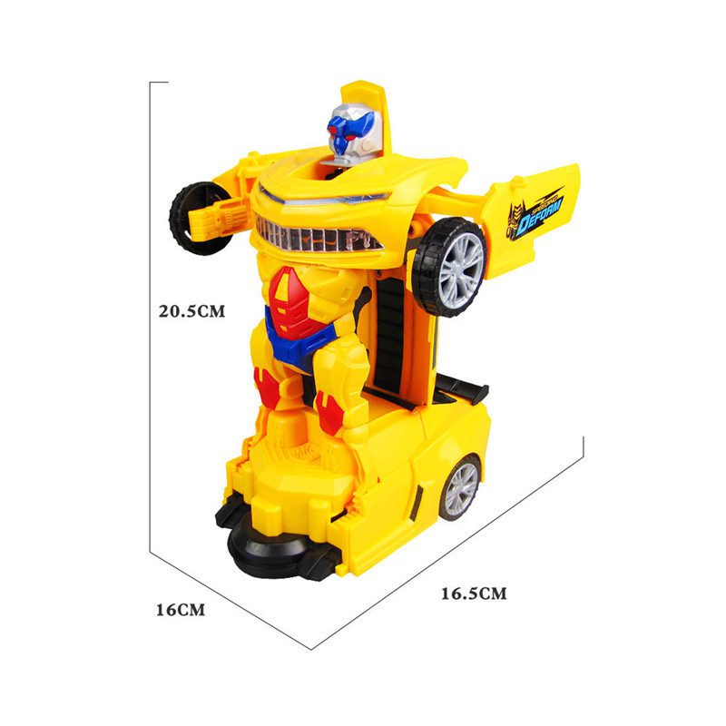 Carro Vira Robo com Som e Luz Amarelo