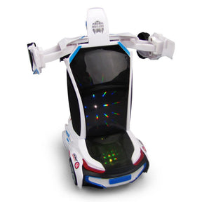 Carro Vira Robo com Som e Luz Branco
