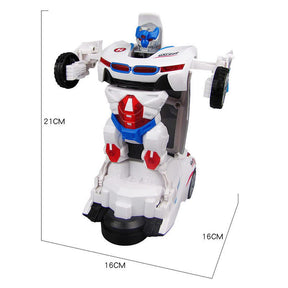 Carro Vira Robo com Som e Luz Branco