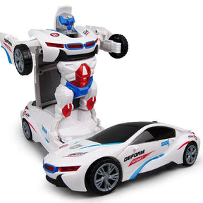 Carro Vira Robo com Som e Luz Branco
