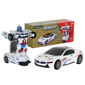 Carro Vira Robo com Som e Luz Branco