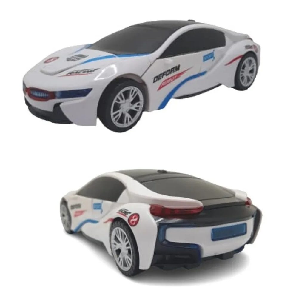 Carro Vira Robo com Som e Luz Branco