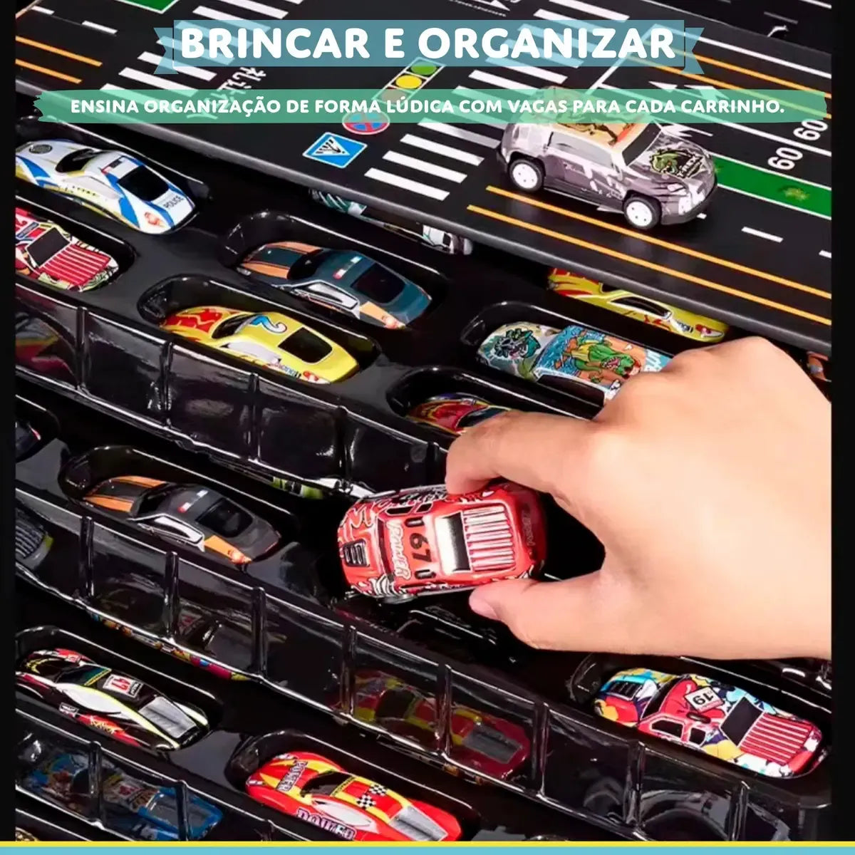 Kit 48 Mini Carrinhos de Metal com Container