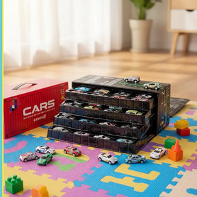Kit 48 Mini Carrinhos de Metal com Container
