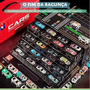 Kit 48 Mini Carrinhos de Metal com Container